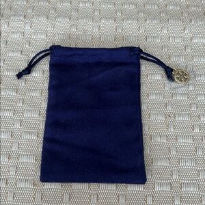 Tory Burch Navy Drawstring Pouch with Gold Charm